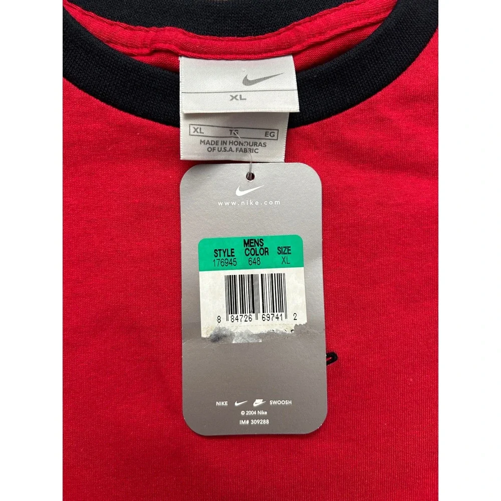 Deadstock VTG y2k Nike red t shirt‎ XL center check swoosh 3D bubble logo NWT